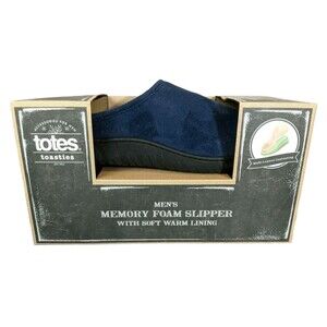 Totes Toasties Clog Slipper  Men's M (8-9)  NIB  Blue Microfiber w Memory Foam